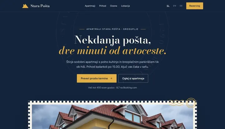 Domača stran Stara Pošta Apartments